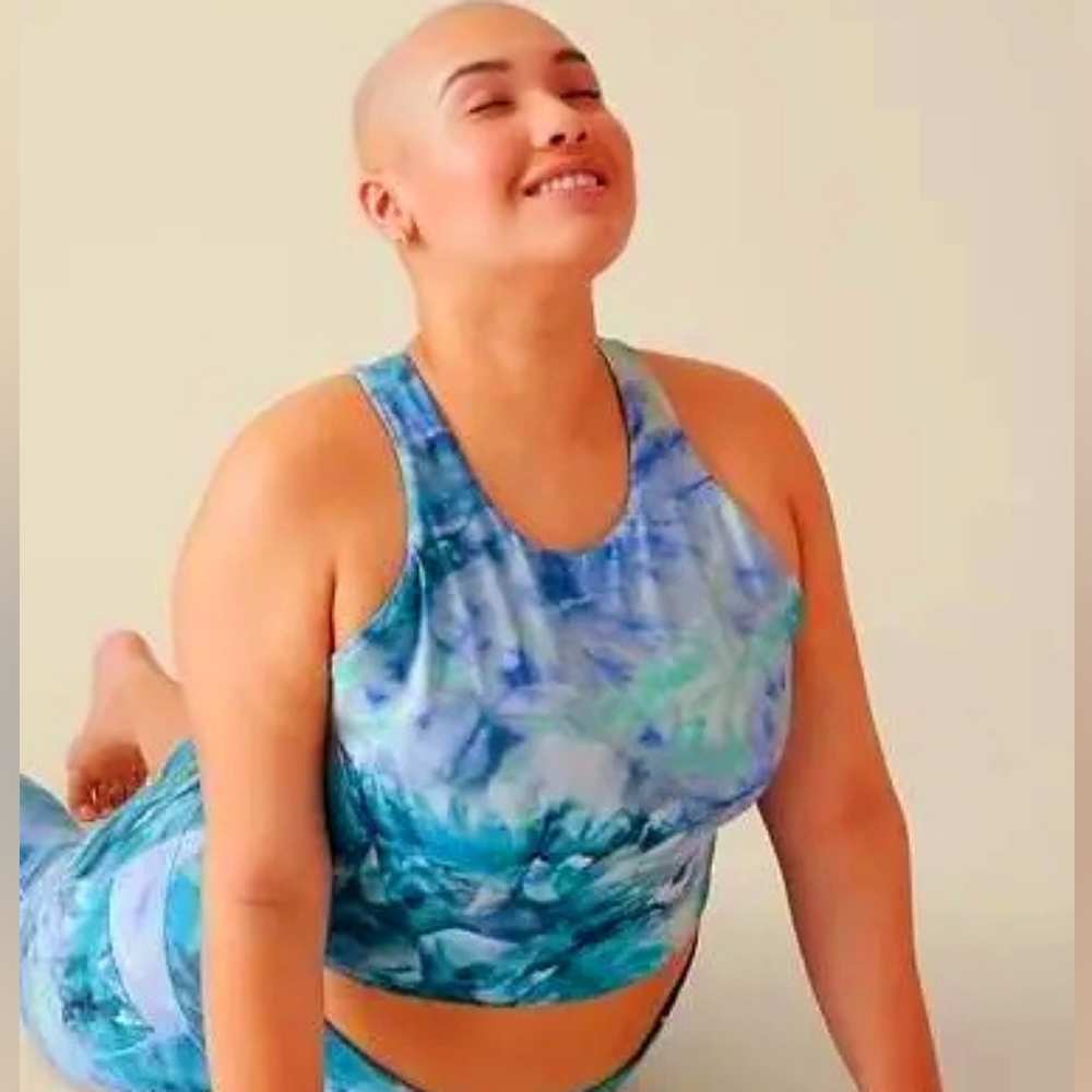 NWT🦋 Athleta Conscious Crop 2x Tie Dye Blue Bra Tank Yoga Top